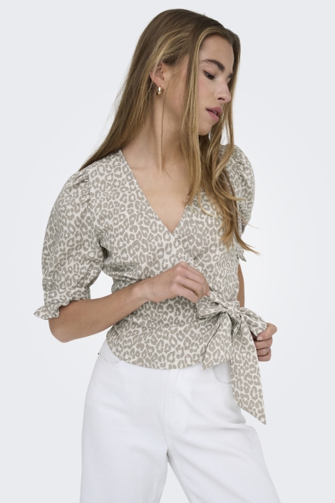 Only onlemmia life 2/4 tie wrap top pnt